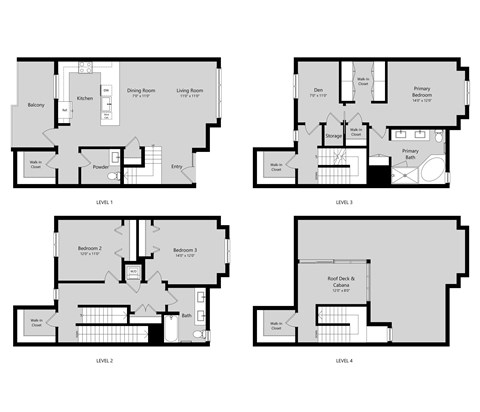 Floor plan for 3 beds, 2.5 baths, 2291 sqft